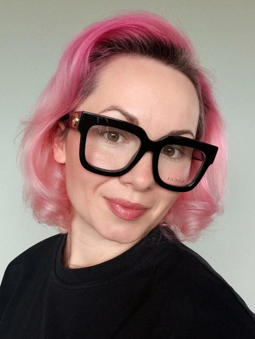 Gucci Women Eyeglasses Black Pink Demo Square GG1549O 003 NEW AUTHENTIC